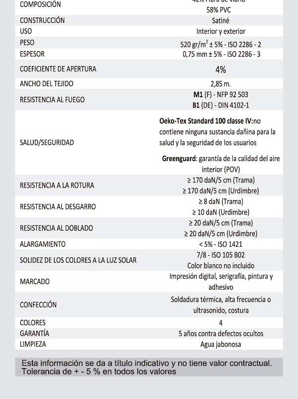Muestra Tela Screen Cortinas Persianas Martinez Blanquer SL