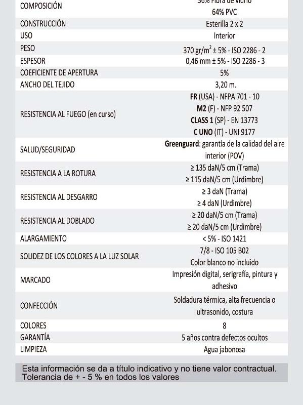 Muestra Tela Screen Cortinas Persianas Martinez Blanquer SL