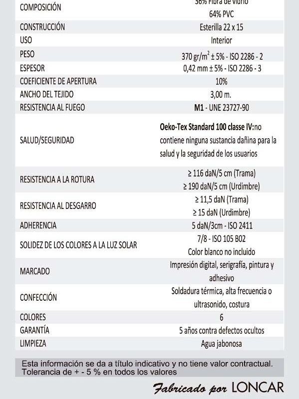 Muestra Tela Screen Cortinas Persianas Martinez Blanquer SL