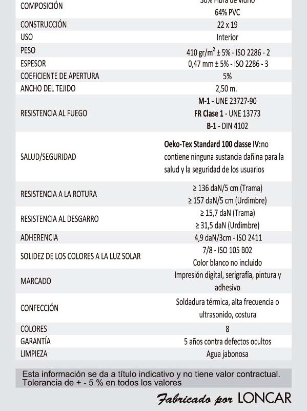 Muestra Tela Screen Cortinas Persianas Martinez Blanquer SL