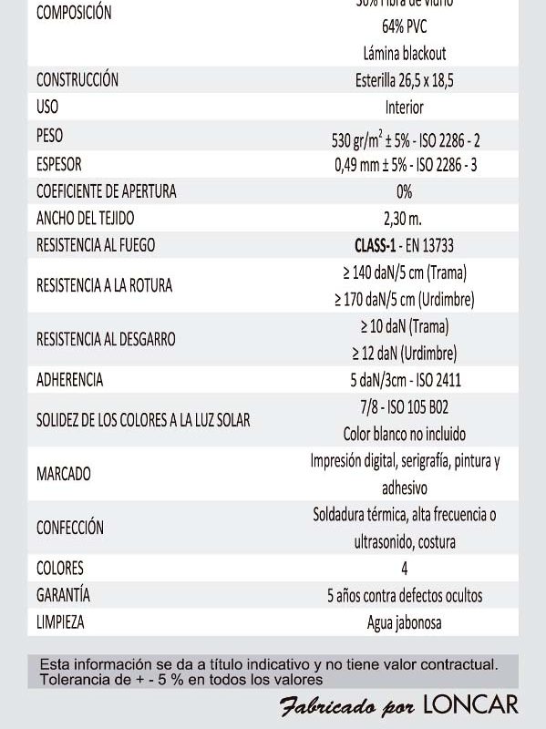 Muestra Tela Screen Cortinas Persianas Martinez Blanquer SL